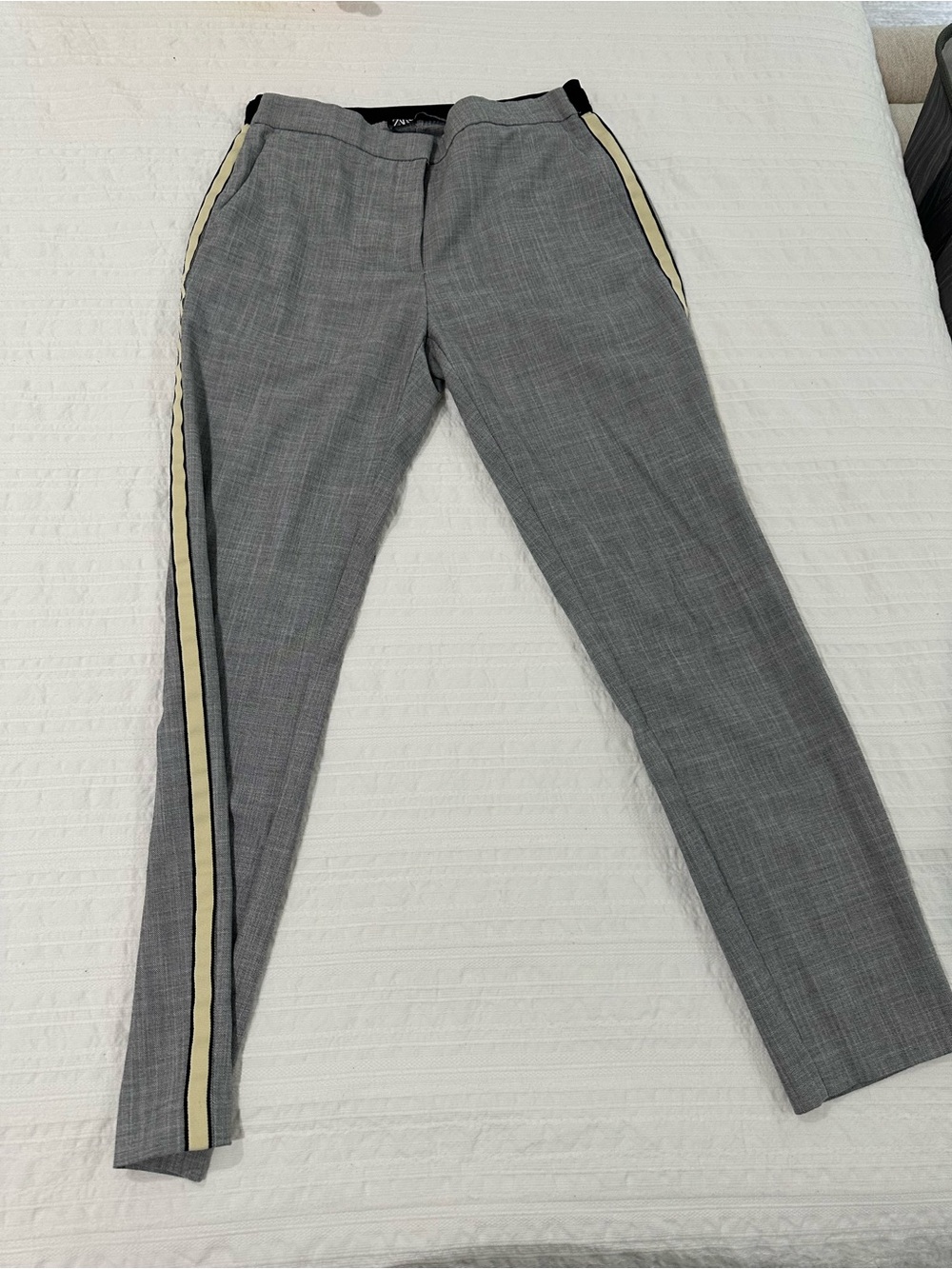 Zara Gray and Black Waistband Pants